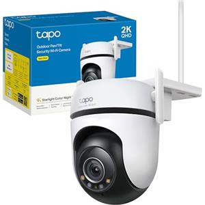 Tapo C52A 2K 4MP Telecamera WiFi Esterno Videocamera Sorveglianza 360° PTZ | Per Giardino e Ingresso, Visione Notturna a Colori Starlight, WiFi/Ethernet, Smart AI, Allarme Sonoro e Luminoso, IP66