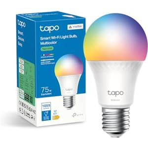 Tapo L535E Lampadina Smart Matter E27 Multicolore 1055lm 75W Alexa Google | Per Soggiorno e Camera, RGB Multicolore, Dimmerabile, Monitoraggio Energetico, Controllo da App, Scene e Timer, Matter