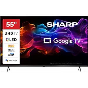 Sharp 55HP5365E - GOOGLE TV, 55" UHD, FRAMELESS, 60Hz, QLED, HDR10, Dolby Vision HDR, Google Assistant con microfono, Chromecast, Bluetooth, DOLBY Atmos 2x12W, HDMI 2.1 x4, USBx2, Colore nero