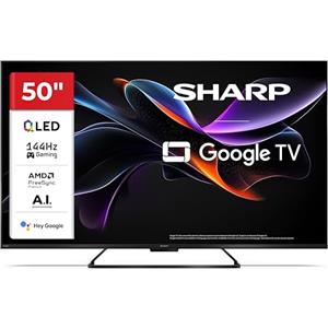 Sharp 50HR7365E - GOOGLE TV, 50" UHD, FRAMELESS,144Hz, QLED, HDR10, Dolby Vision HDR, Google Assistant con microfono, Chromecast, Bluetooth, DOLBY Atmos 2x12W, HDMI 2.1 x4, USBx2, Colore nero