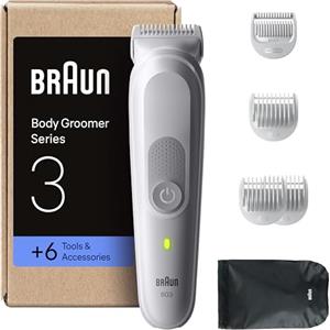 Braun Rasoio Elettrico Corpo Uomo Serie 3, +6 Strumenti, BG3575 Grigio | Cura Corpo, con Tecnologia SkinGuard, 6 Strumenti di Rasatura, Impermeabile, Rasoio Intimo Uomo, Ricaricabile