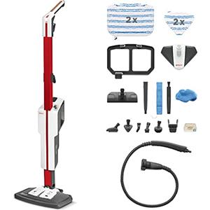 Polti Vaporetto SV650 Style, Scopa a Vapore con Pulitore Portatile 2 in 1 | Potenza 1500 W, Autonomia Illimitata, 19 Accessori, Filtro Anti Calcare, Parking Verticale, Rosso e Bianco