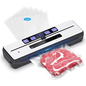 Carehabi Macchina Sottovuoto per Alimenti, Potente Macchina Sottovuoto con 6 Modalità, Sigillatrice Vacumm con Vaschetta Raccogli Gocce Rimovibile, Lama di Taglio e due Fili Riscaldanti