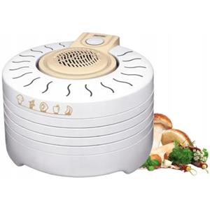 MPM MSG-03 Essiccatore Alimentare, 4 Vassoi senza BPA di 28 cm, Disidratatore Elettrico per Alimenti, Frutta, Funghi e Verdura, 250W, Bianco