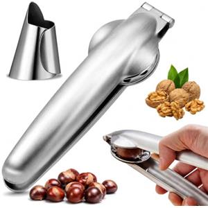 GTJEOI Taglia Castagne in Acciaio Inox con Protezione per Dito, Pinza per Castagne con Lame Seghettate a Croce, Apri e Sbuccia Castagne, Schiaccianoci per Marroni, Noci e Nocciole