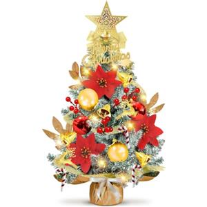 Bopertrove Mini Albero di Natale Piccolo, Albero di Natale con Luci Incorporate, 60cm Alberi di Natale da Tavolo, Addobbi Natalizi per La Casa, Alberelli di Natales Piccoli con Luci LED, Christmas Tree