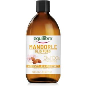 Equilibra Olio di Mandorle Dolci Puro, Nutriente ed Elasticizzante, 500 ml | Aiuta a Prevenire le Smagliature in Gravidanza o Durante una Dieta Ipocalorica, ideale come base per massaggio