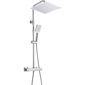 JOHO Colonna Doccia in Acciaio INOX con Miscelatore Termostatica, Asta Doccia Saliscendi con Soffione e Doccetta, Set Doccia a Pioggia con Soffione 30x30 cm Cromo