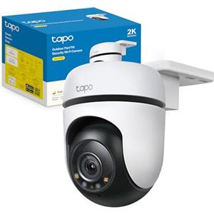 Tapo C510W 2K 3MP Telecamera WiFi Esterno Videocamera Sorveglianza 360° PTZ | Per Giardino e Ingresso, Visione Notturna a Colori, Rilevamento/Tracciamento di Movimento, IP65, MicroSD fino a 512GB