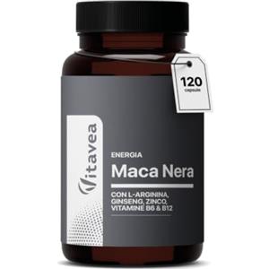 Vitavea Complesso Maca Nera con Ginseng, L-Arginina, Zinco e Vitamine B6 & B12 | Integratore Energia e Vitalità, Supporto Testosterone e Performance Fisiche - 120 Capsule Vegetali - 60 Giorni - Vitavea