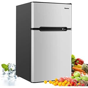 FANTASK Congelatore da 90 l con congelatore da 27 l, frigorifero-congelatore, mini frigorifero (grigio) [classe energetica E]