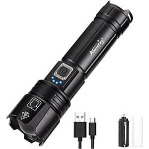 Alonefire H38 Torcia LED Potente Professionale Alta Potenza LED Ricaricabile USB Zoomable Impermeabile con Batteria Litio, Potenza di Uscita per Campeggio Escursioni Viaggi Militare Polizia