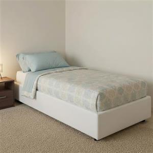 Dmora Talamo Italia - Letto singolo Irene, Letto contenitore con rivestimento in ecopelle, 100% Made in Italy, Apertura frontale, adatto per materasso Cm 80x200, Bianco