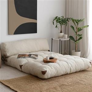 Dmora Divano Letto 2 Posti Dysnomia 120x75 cm Bianco Crema Contenitore Reclinabile, Posti a Sedere 2