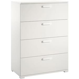 Dmora Cassettiera Salimbene 39.00x70.00x98.00h cm Bianco 4 Cassetti Apertura Scorrevole, Made in Italy
