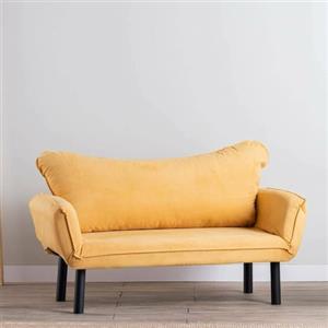 Dmora Divano Letto 2 Posti Aquilonis 140x65 cm Giallo Contenitore Reclinabile, Apertura Click-clack