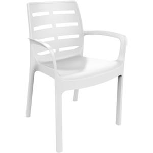 Dmora Sedia da Esterno Furorer Bianco 4 Sedie Impilabile, Braccioli Made in Italy