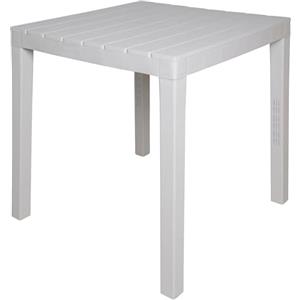 Dmora - Tavolo da esterno Vicenza, Ripiano quadrato da giardino, Tavolino fisso indoor e outdoor, 100% Made in Italy, 100% Made in Italy, 78x78h72 cm, Bianco