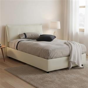 Talamo Italia - Letto piazza e mezza Desirée, Letto contenitore con rivestimento in tessuto, 100% Made in Italy, Apertura frontale, con materasso Cm 120x190 incluso, Blu