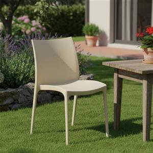 Dmora Sedia da Esterno Castellam Beige Una Sedia Impilabile, Peso Supportato 120 kg Made in Italy