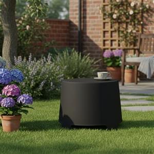 Dmora Tavolino da Esterno Corinal 46x40x38h cm Nero Antracite 2 Posti, Made in Italy