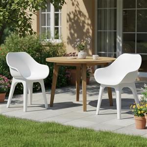 Dmora Sedia da Esterno Fivizzan Bianco 2 Sedie Braccioli, Peso Supportato 120 kg Made in Italy