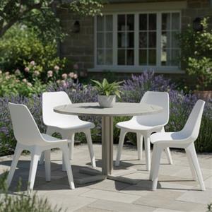 Dmora Sedia da Esterno Barletta Bianco 4 Sedie Peso Supportato 120 kg, Colore Seduta Bianco Made in Italy
