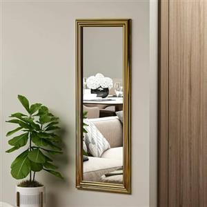 Dmora - Specchio Adrastea, Specchiera, Articolo d'arredo a muro, Decorazione con specchio, 40x3h105 cm, Oro