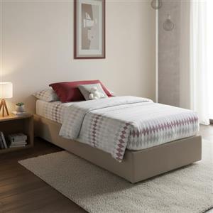 Talamo Italia - Letto singolo Ambra, Letto contenitore con rivestimento in ecopelle, 100% Made in Italy, Apertura frontale, adatto per materasso Cm 80x190, Tortora