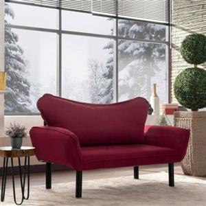 Dmora Divano Letto 2 Posti Aquilonis 140x65 cm Rosso Contenitore Reclinabile, Braccioli