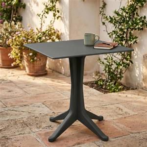 Dmora - Tavolo da esterno Trani, Ripiano quadrato fisso, Tavolino da giardino multiuso, 100% Made in Italy, 70x70h72 cm, Antracite