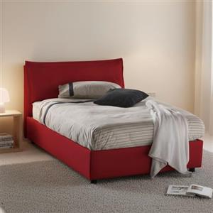 Dmora Talamo Italia - Letto Piazza e Mezza Claudia, Letto Contenitore con Rivestimento in Tessuto, 100% Made in Italy, Apertura Frontale, Adatto per Materasso Cm 120x200, Bianco
