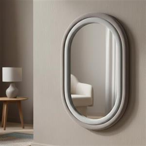 Dmora - Specchio Blello, Specchiera, Articolo d'arredo a muro, Decorazione con specchio, 60 x 4 h90 cm, Tortora e Grigio