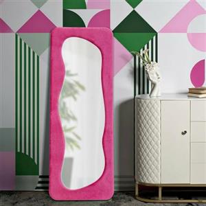 Dmora - Specchio Parnaiba, Specchiera, Articolo d'arredo a muro, Decorazione con specchio, 40 x 4 h160 cm, Fucsia