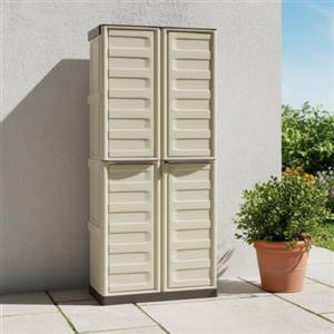 Dmora Armadio da Esterno Avelgem 39x70x165h cm Beige 3 Ripiani 2 Ante, Mobile da Giardino 4 Vani Made in Italy
