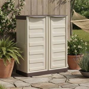 Dmora Armadio da Esterno Courtrai 39x70x85.5h cm Beige un Ripiano 2 Ante, Mobile da Giardino 2 Vani Made in Italy