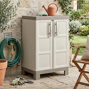 Dmora Armadio Basso Excellence, 2 Ripiani Regolabili, Beige/Tortora, 65x45x97 H Cm