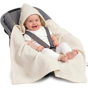 Medi Partners Coperta di Mussola neonato ovetto Sacco per Passeggino - 100% Cotone universale Blanket 85x85cm fodera protettiva Morbida e Accogliente Passeggini Marsupio (Beige)