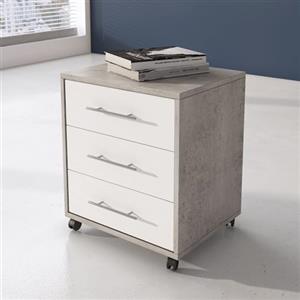 Dmora Cassettiera Faroe 43x40x57h cm Grigio Cemento 3 Cassetti Apertura Scorrevole, Chiusura Scorrevole