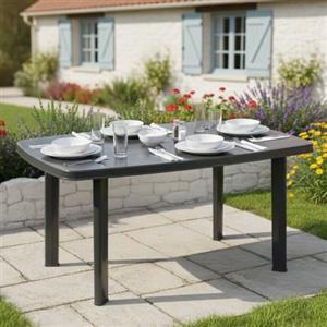 Dmora Tavolo da Esterno Montef 137x85x72h cm Nero Antracite 6 Posti Lunghezza Massima 137 cm, Finitura Effetto Liscio Made in Italy