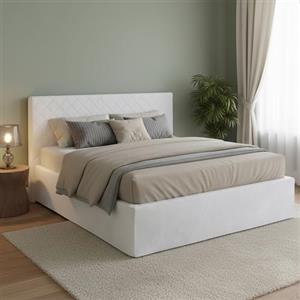 Talamo Italia - Letto matrimoniale Camilla, Letto contenitore con rivestimento in tessuto, 100% Made in Italy, Apertura laterale, adatto per materasso Cm 160x190, Tortora