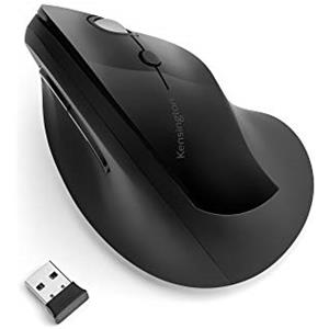 Kensington Mouse Pro Fit Ergo Wireless, Verticale, Tecnologia Wireless 2.4 GHZ, Rotellina di Scorrimento & 4 Pulsanti per Prevenire Tendinite/Gomito del Tennista/Tunnel Carpale, Nero (K75501EU)