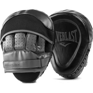 Everlast Pao Focus Everlast Powerlock R (nero), coppia colpitori boxe con copridita in schiuma, forma curva, sfera di presa, cinturino regolabile - Per guantoni MMA e Kick Boxing - Everlast Originale