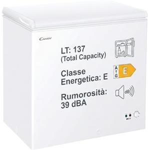 Candy Artico Congelatore a Pozzetto 137 Litri, Classe E, Freeze Circle Fresh, Super Freezing, Silenzioso 39 dB, Contenuti Extra App hOn, 84,5 x 69,5 x 55,5 cm (A x L x P), Bianco, CCHH 145E