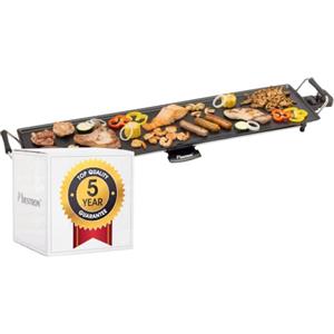 Bestron Piastra elettrica per grigliare, XXL Plancha piastra con rivestimento antiaderente, divertimento alla griglia per un massimo di 8 persone, superficie di cottura extra-lunga, colore: nero