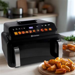 M mimotec -Friggitrice ad Aria Sweet 10,5L, 2100W, 10 Programmi, 40-200°C, Modalità Disidratazione, Luce Interna, Funzionamento Silenzioso, Parti Lavabili