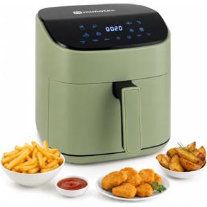 M mimotec - Friggitrice ad Aria Green Sara Touch 6,5L, senza Olio, 1600W, 8 Menu Digitali, Display Touch, Funzione Grill, Timer Regolabile, Temperatura 80-200°C, Cucina Facile e Sana