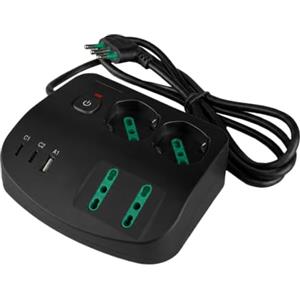 FANTON Multipresa da Tavolo 7 Uscite con USB-C PD 20W e USB-A, Nera