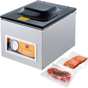VEVOR Macchina sottovuoto a camera 260W confezionatrice sottovuoto dimensioni compatte 260mm in cucina domestica e per uso commerciale per alimenti umidi, carni, marinate