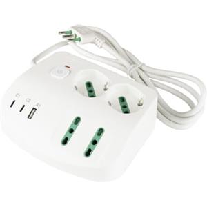 FANTON Multipresa da Tavolo 7 Uscite con USB-C PD 20W e USB-A, Bianca